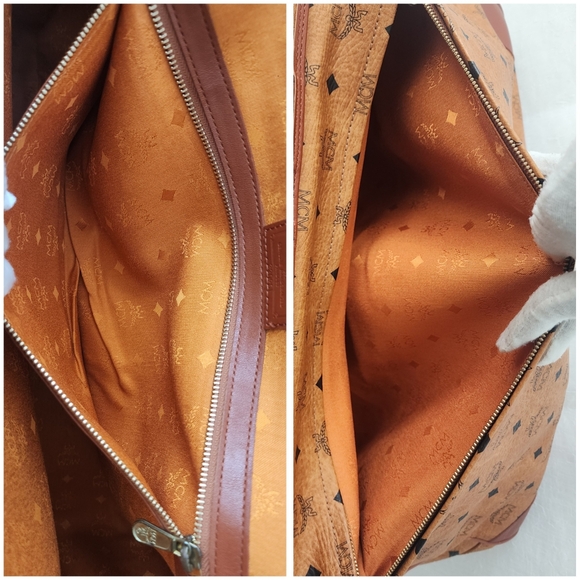 Auth MCM Cognac Visetos Men's Travel Bag - Picture 6 of 12